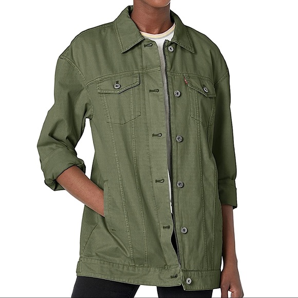 Levi’s Oversized Long Trucker Jacket Army Green XL